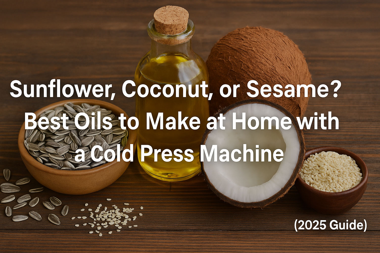 Sunflower, Coconut, or Sesame Oils to Make at Home with a Cold Press Machine Sunflower, Coconut, or Sesame Oils to Make at Home with a Cold Press Machine