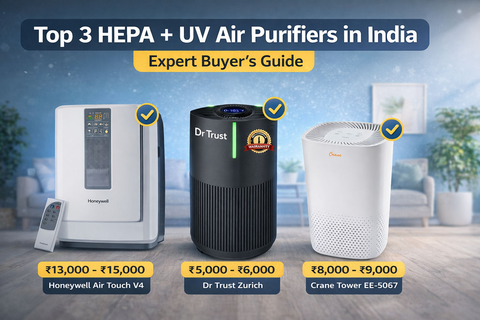 Top 3 HEPA + UV Air Purifiers in India (2026)